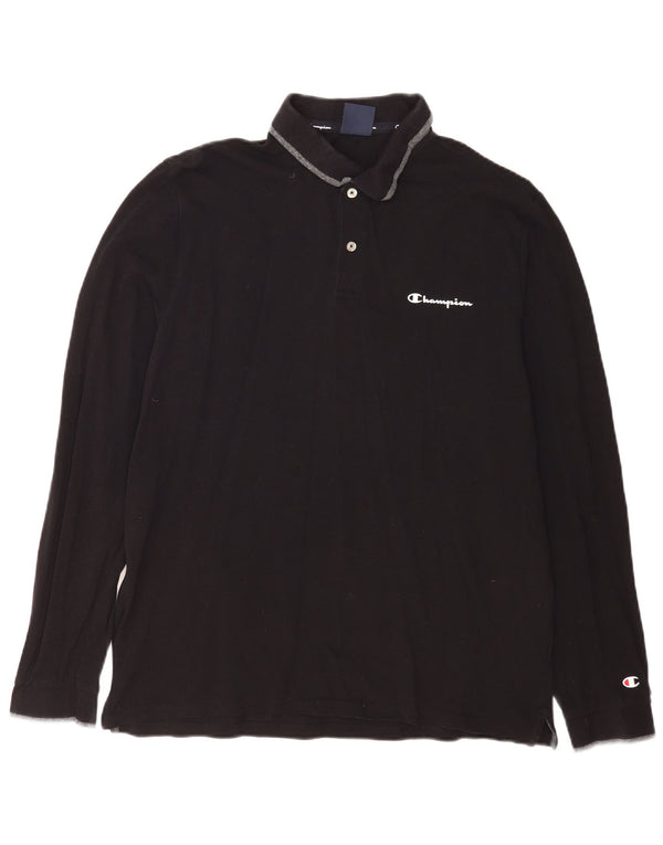 Polo pentru bărbați Champion cu mânecă lungă, bumbac negru 2XL