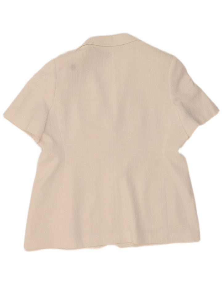 Jachetă pentru femei Marks & Spencer, cu mânecă scurtă, cu 2 nasturi, UK 20 2XL Alb
