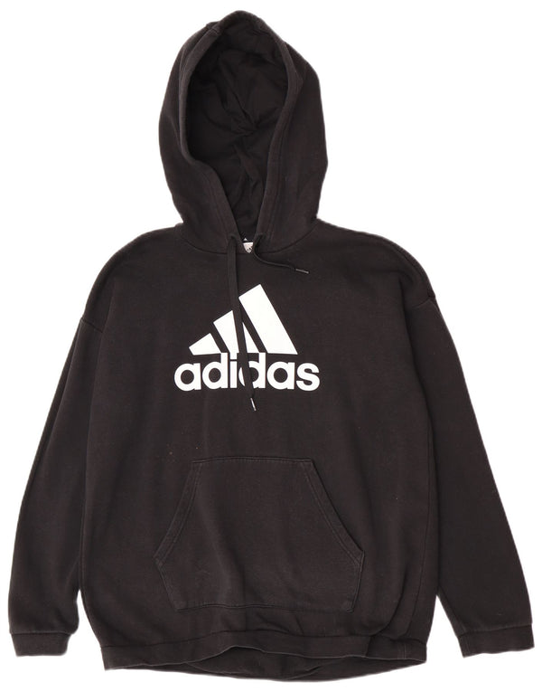 Pulover Adidas pentru femei Graphic Oversized Hoodie UK 12/14 Medium Black Bumbac
