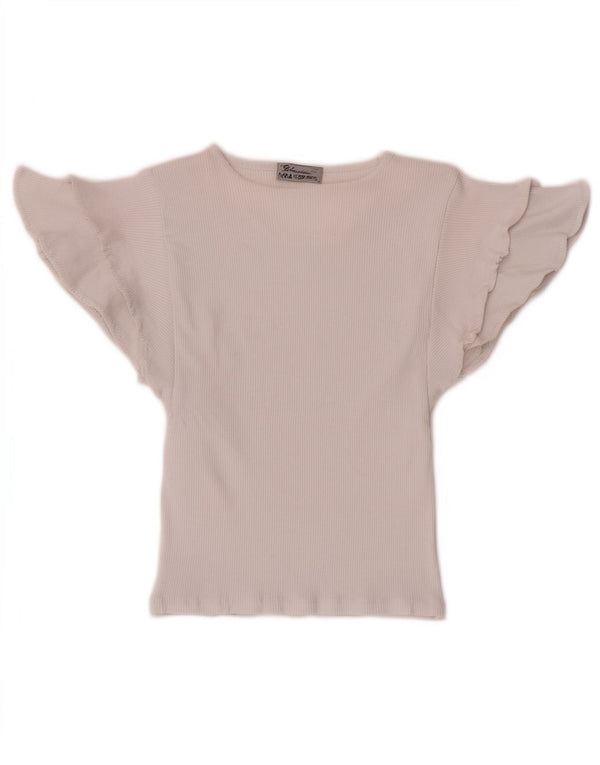 Bluză Zara pentru femei Crop Batwing Top UK 8 Small White Bumbac