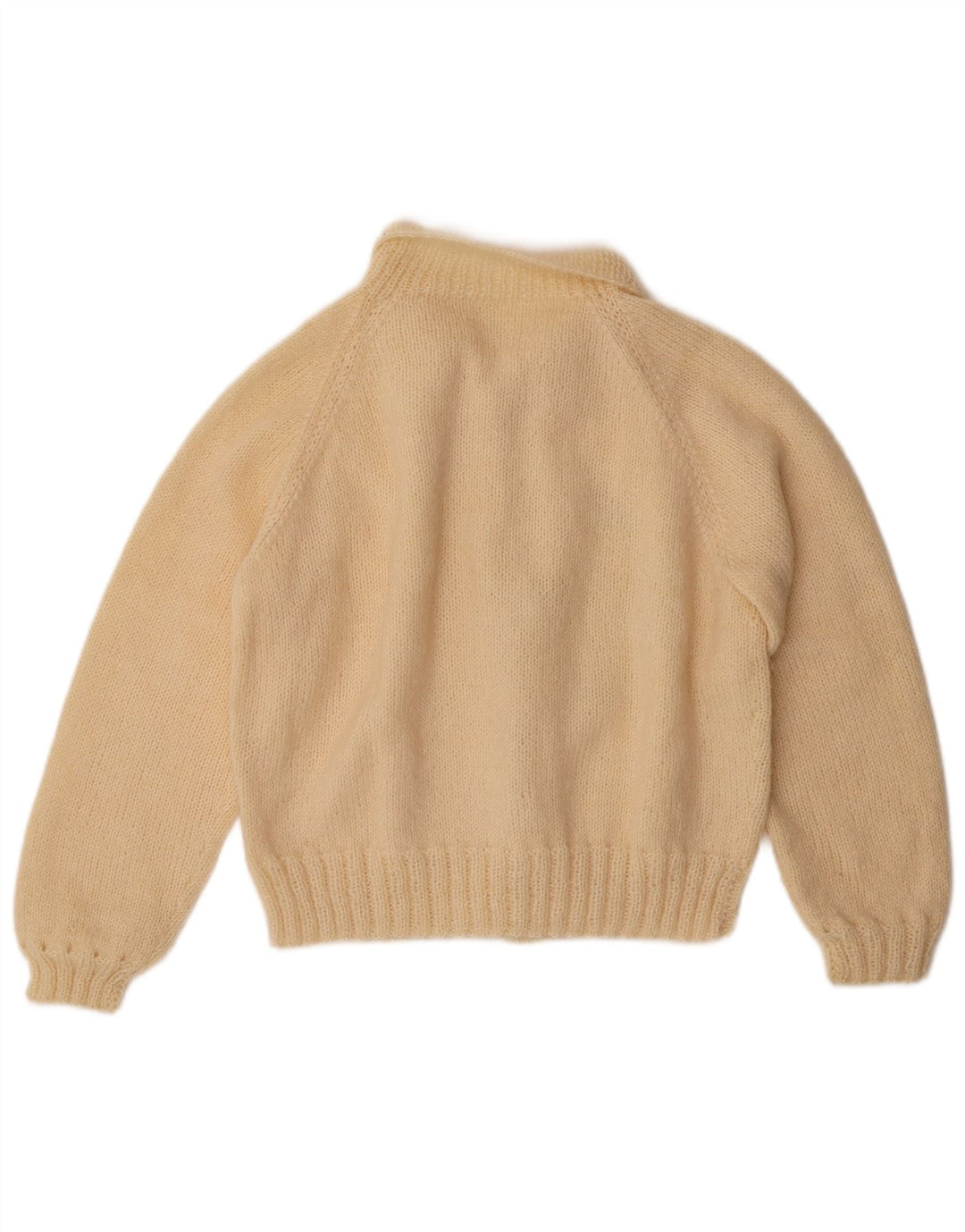 Pulover vintage cardigan crop pentru femei UK 14 Medium Bej Floral