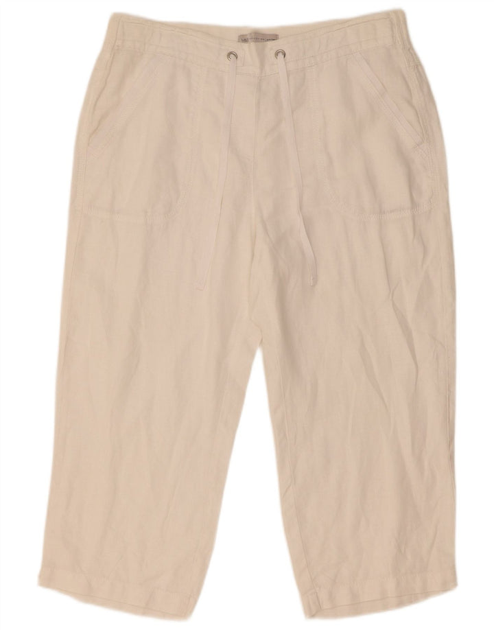 Marks & Spencer Pantaloni drepti Capri pentru femei W32 L21 in alb