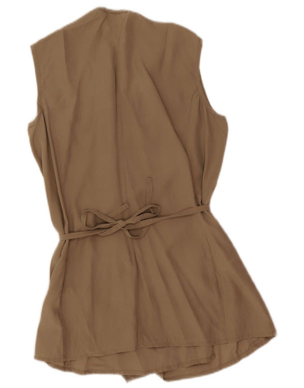 Bluză Wrap fără mâneci pentru femei Andrea Mare UK 10 Small Khaki Silk