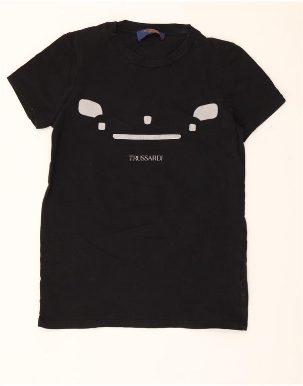TRUSSARDI JEANS Tricou cu grafic pentru femei Top UK 6 XS Bumbac negru