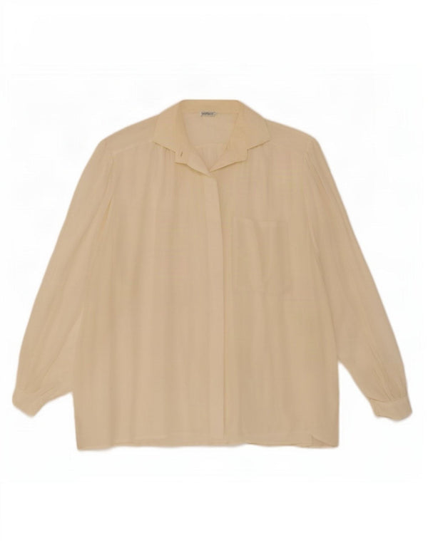 Bluză de cămașă supradimensionată pentru femei vintage UK 20 2XL din mătase alb