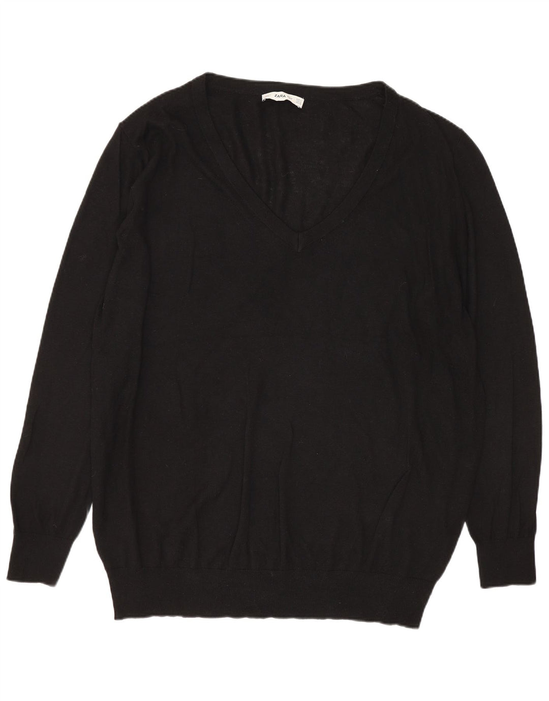 Pulover oversize cu decolteu în V Zara pentru femei UK 14 Medium Black Modal