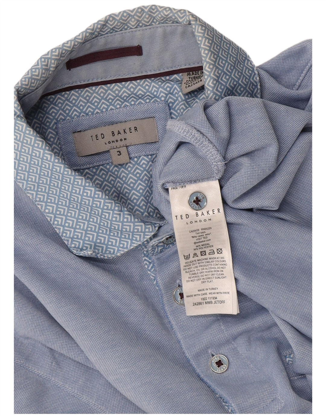 Tricou polo pentru bărbați Ted Baker Mărimea 3 Medium Blue Modal