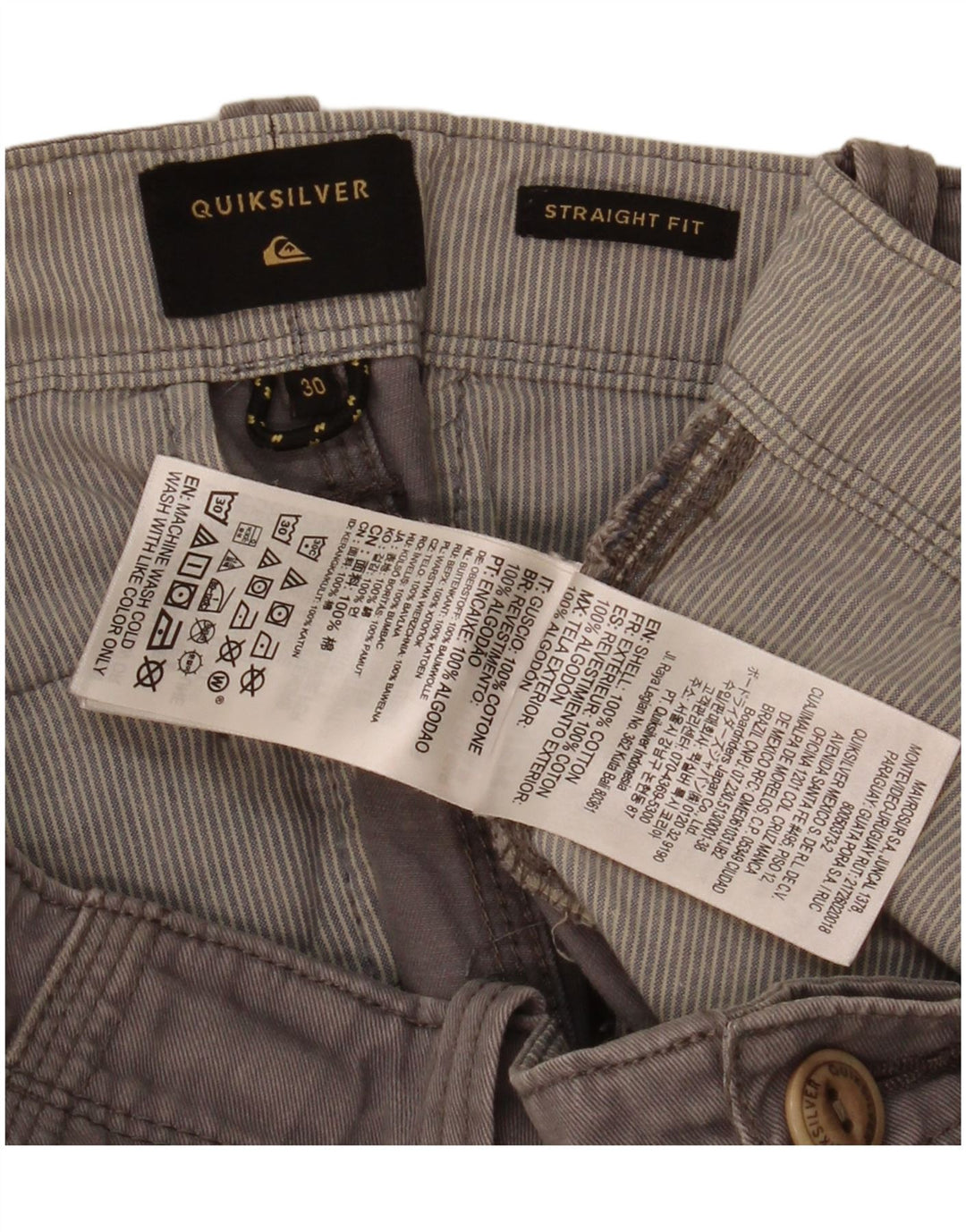 Pantaloni scurți cargo Quiksilver pentru bărbați, W30, gri mediu