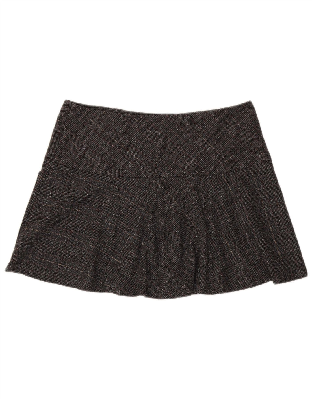 Fusta mini Benetton pentru femei IT 44 Medium W34 Gri Houndstooth Lână virgină