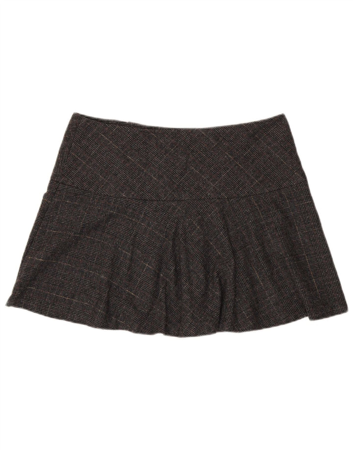 Fusta mini Benetton pentru femei IT 44 Medium W34 Gri Houndstooth Lână virgină