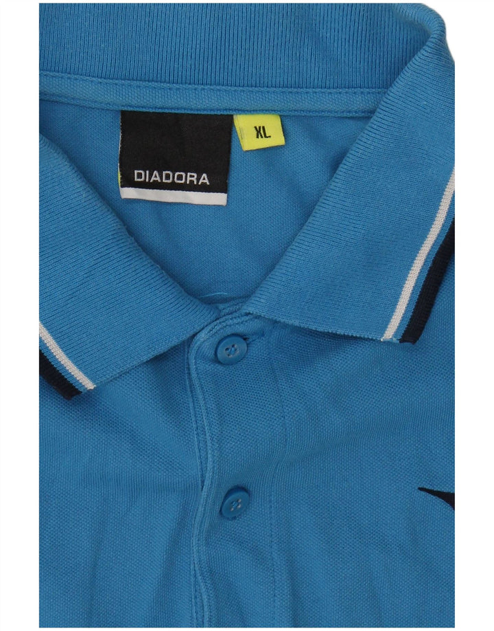 DIADORA Mens Polo Shirt XL Blue Cotton