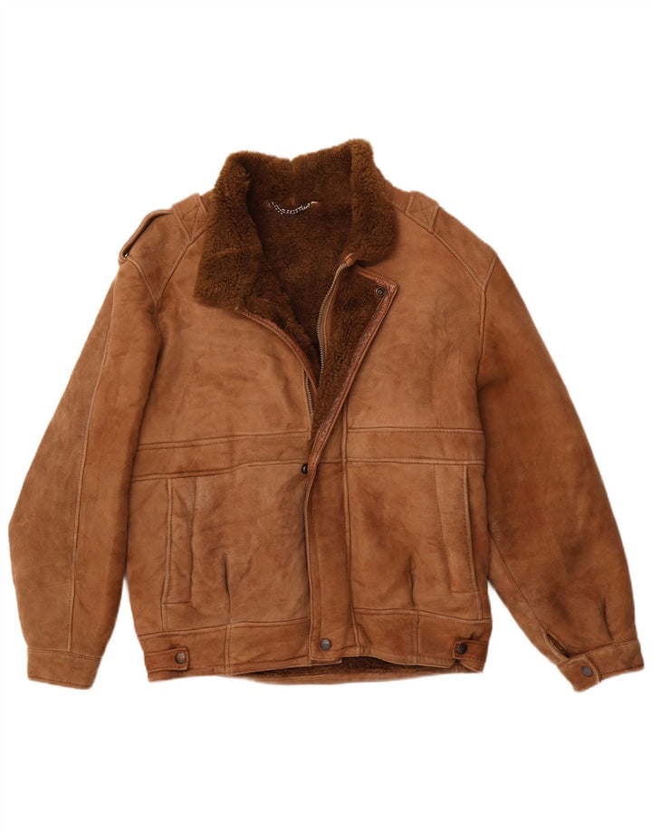 Jachetă militară din shearling pentru bărbați VINTAGE UK 40 Maro mare