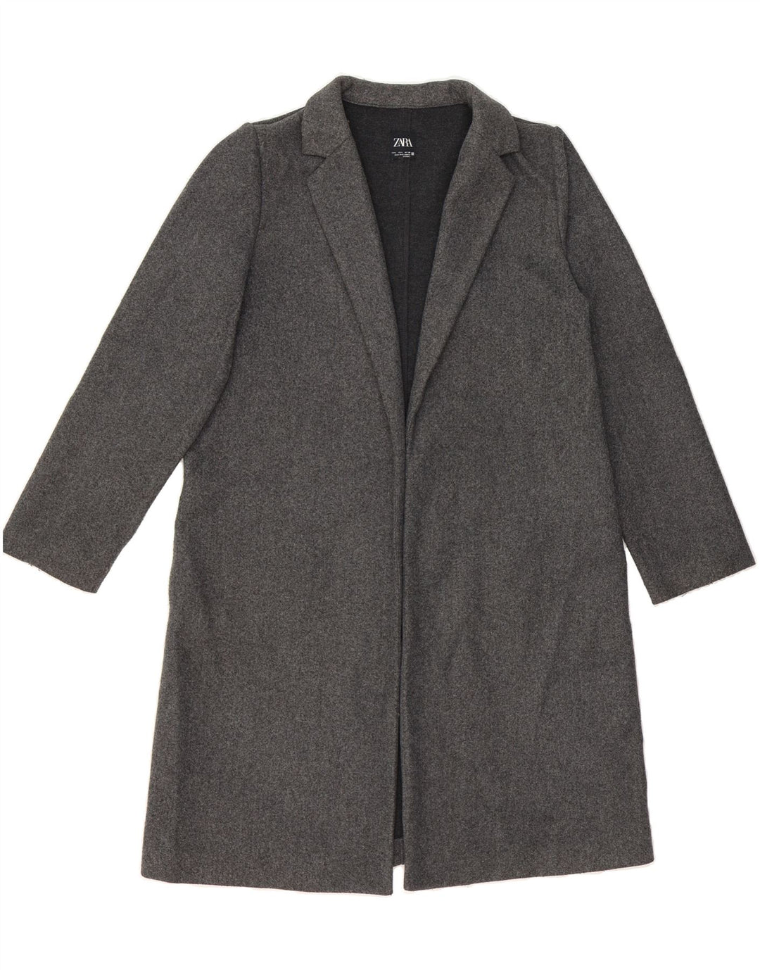 ZARA Womens Open Overcoat UK 16 Large Grey Polyester Vintage Zara and Second-Hand Zara from Messina Hembry 