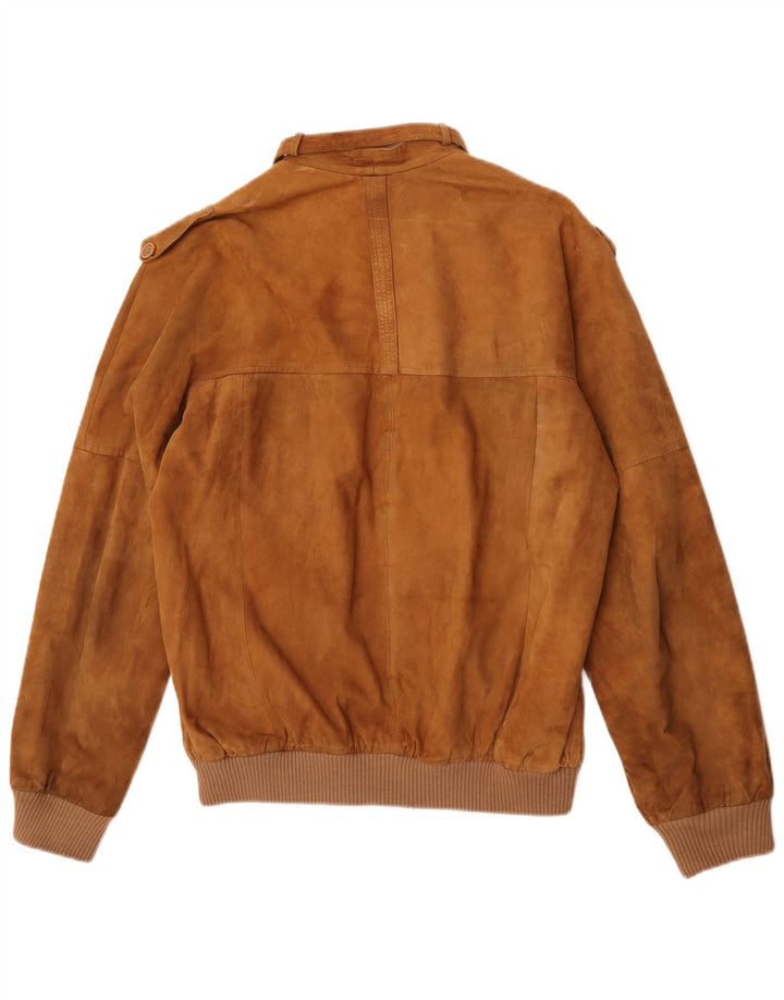 Bomber vintage pentru bărbați din piele intoarsa IT 50 mare din piele bej