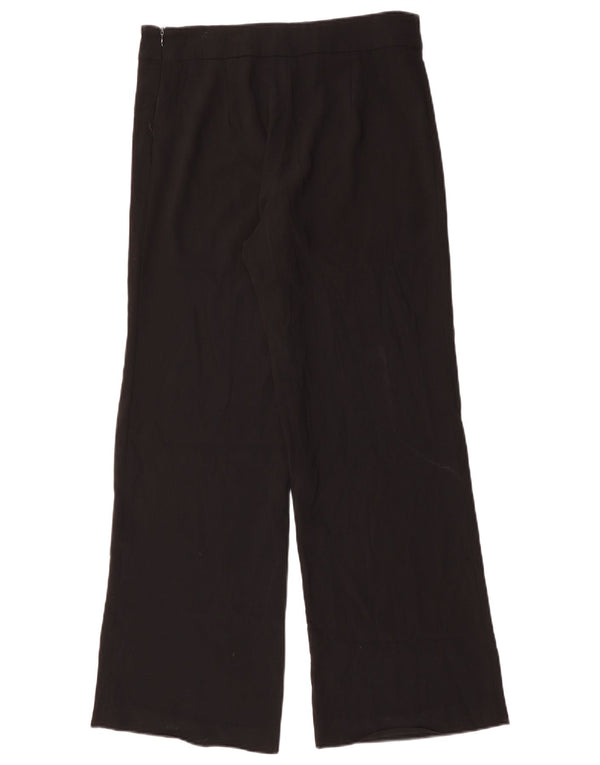 Pantaloni casual pentru femei Zara cu picioare largi UK 12 Medium L28 L30 Poliester negru