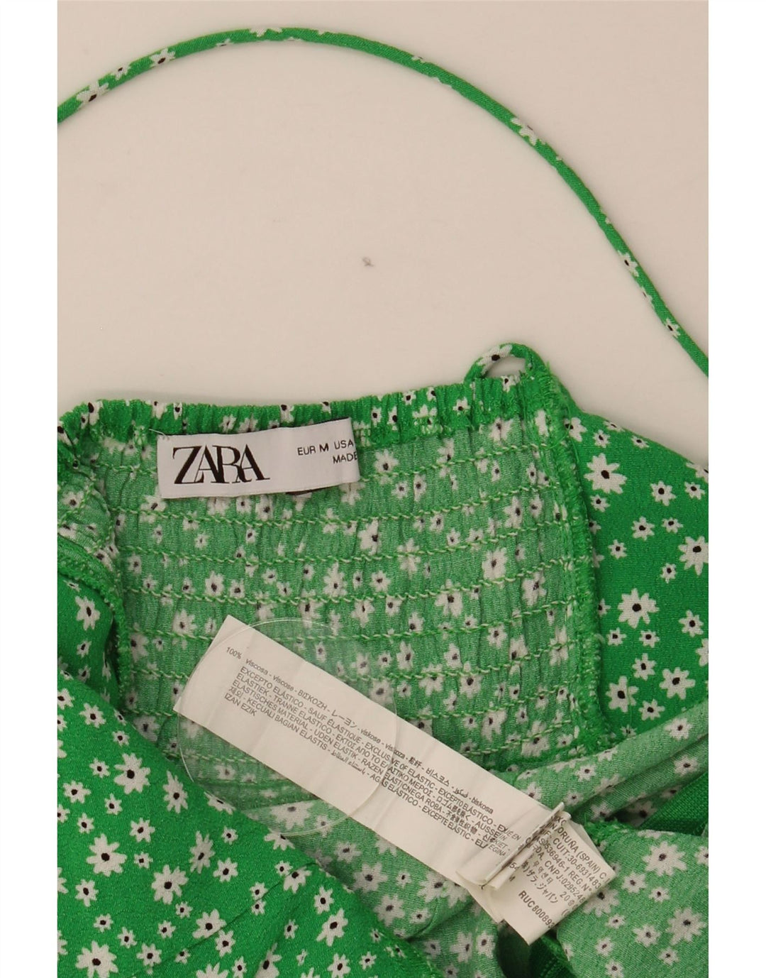 Rochie de soare pentru femei Zara UK 12 Medium Green Floral Viscose
