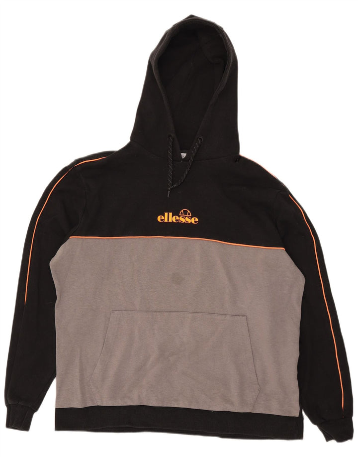 Pulover cu glugă pentru bărbați Ellesse, bumbac negru mediu, bloc de culoare