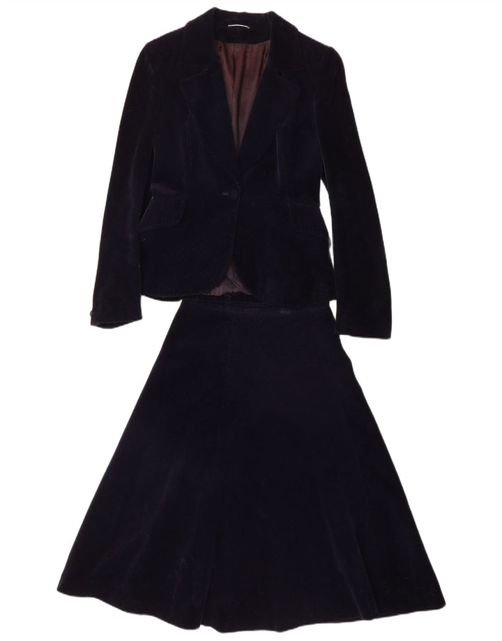 PIERRE D'ALBY Set fuste 2 piese din velur pentru femei UK 10 mici W24 bleumarin