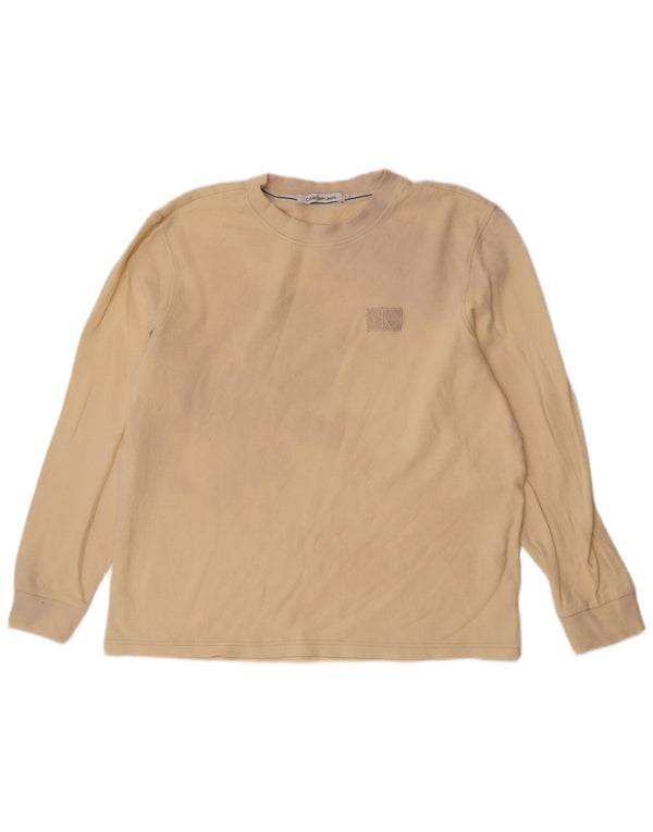 Calvin Klein Mens Top Long Sleeve XL Beige Cotton