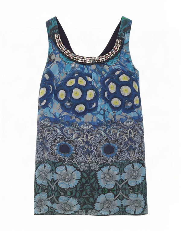 Rochie tunică fără mâneci pentru femei Desigual EU 38 Poliester Floral Albastru Mediu