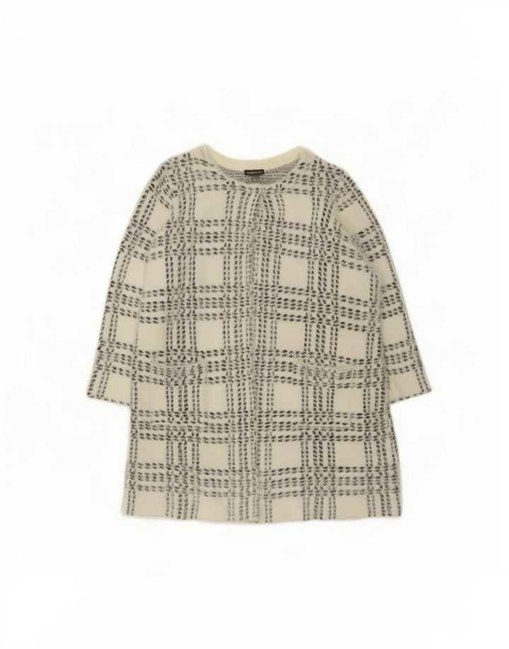 Pulover cardigan cu paragate pentru femei Marks & Spencer UK 14 Medium White Check