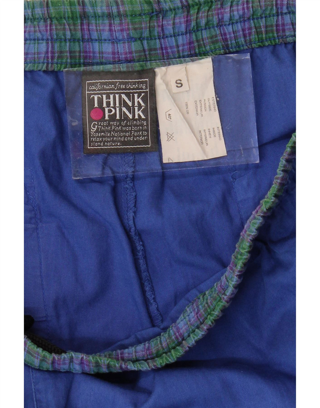 THINK PINK Pantaloni chino cu grafic Calanque pentru bărbați Mici L29 L28 Blue Check