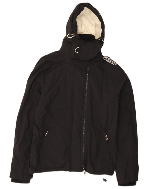 Jachetă Windbreaker cu glugă Superdry pentru femei UK 18 XL Nylon negru