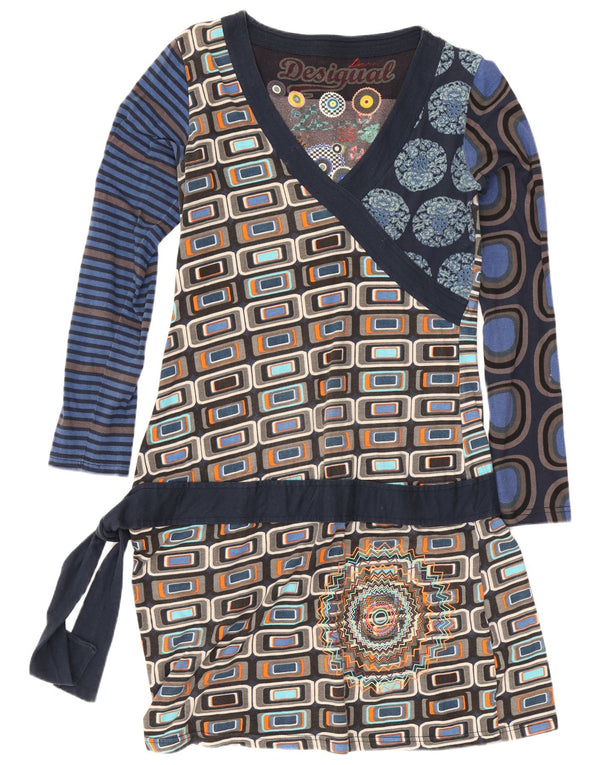 Rochie Desigual pentru femei cu talie scăzută cu grafică UK 14, mare, bleumarin, geometrică