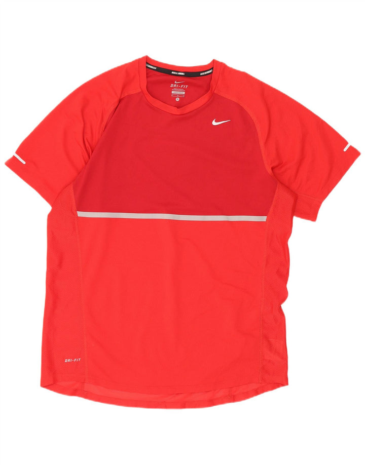 Tricou Nike Dri Fit pentru bărbați Top Mediu Roșu Poliester Colorblock