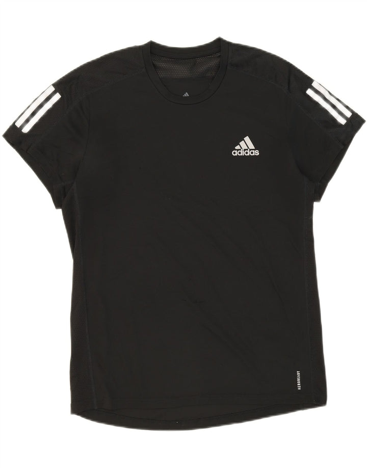 ADIDAS Mens T-Shirt Top Medium Black Polyester Vintage Adidas and Second-Hand Adidas from Messina Hembry 
