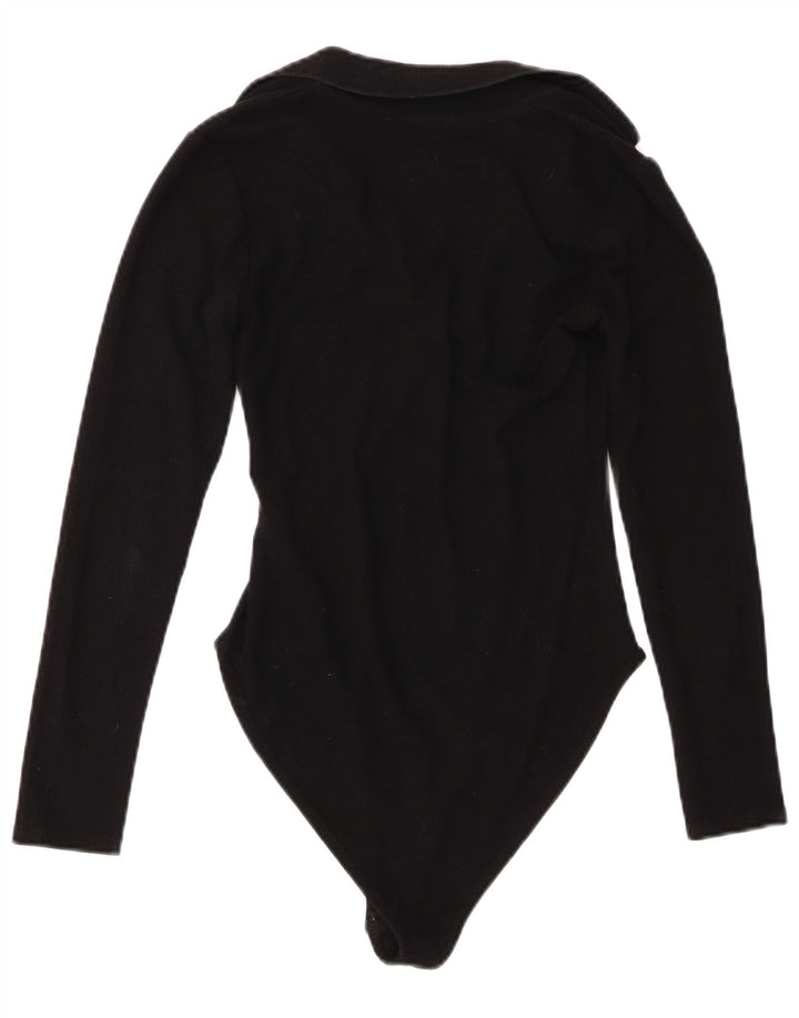 Body cu gât polo pentru femei Zara UK 12 Poliester mediu negru