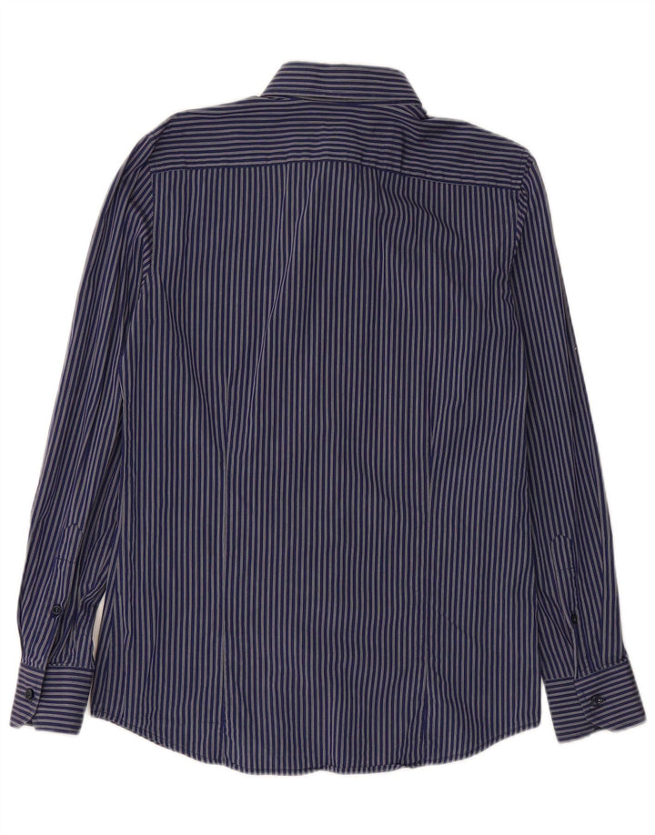 BENETTON Mens Shirt Medium Navy Blue Striped