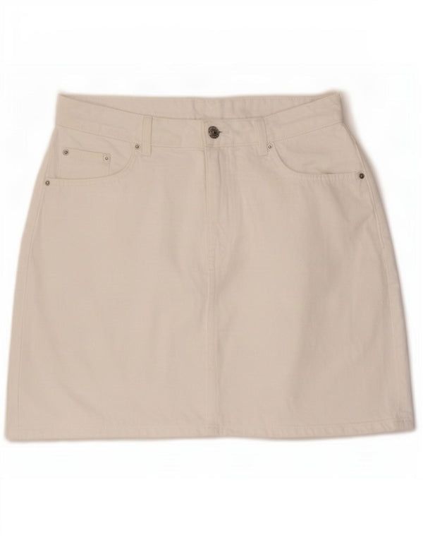 Fusta mini de blugi pentru femei Marks & Spencer UK 14 mare W32 bumbac alb
