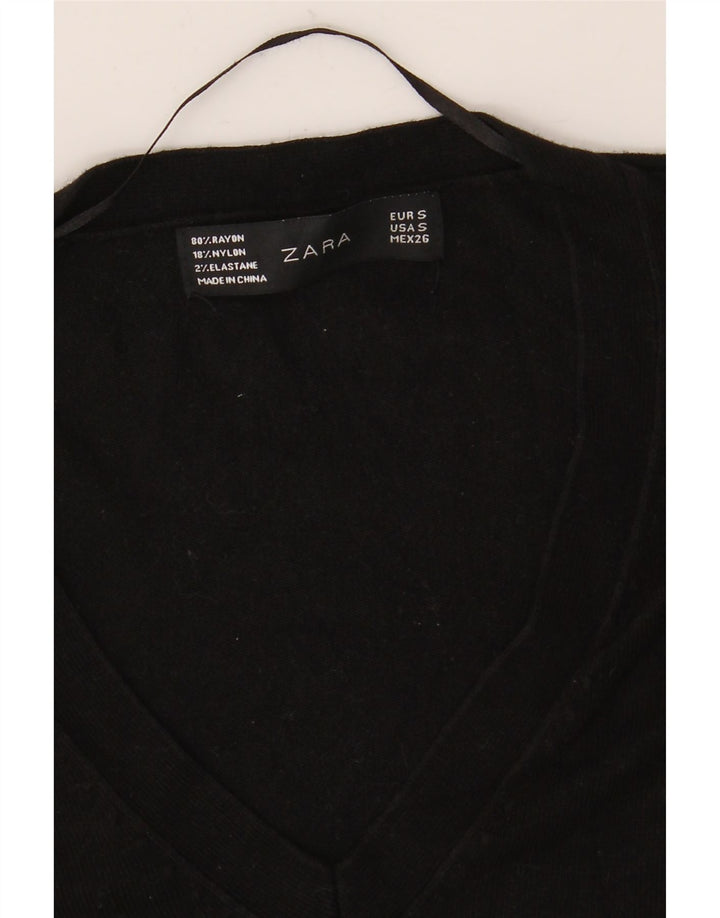 Pulover pentru femei cu decolteu în V Zara UK 10 Mic Negru