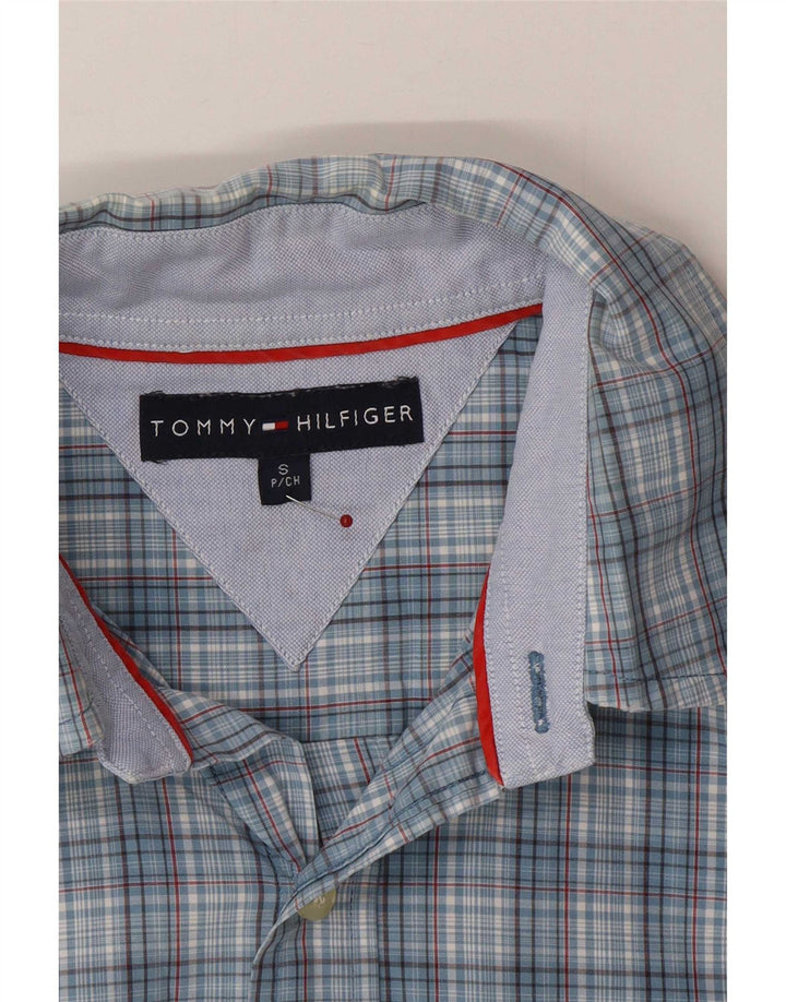 Cămașă pentru bărbați Tommy Hilfiger în carouri albastre mici