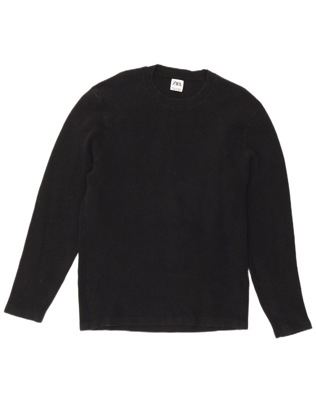 Pulover pentru bărbați Zara, cu gât crew, mare, negru
