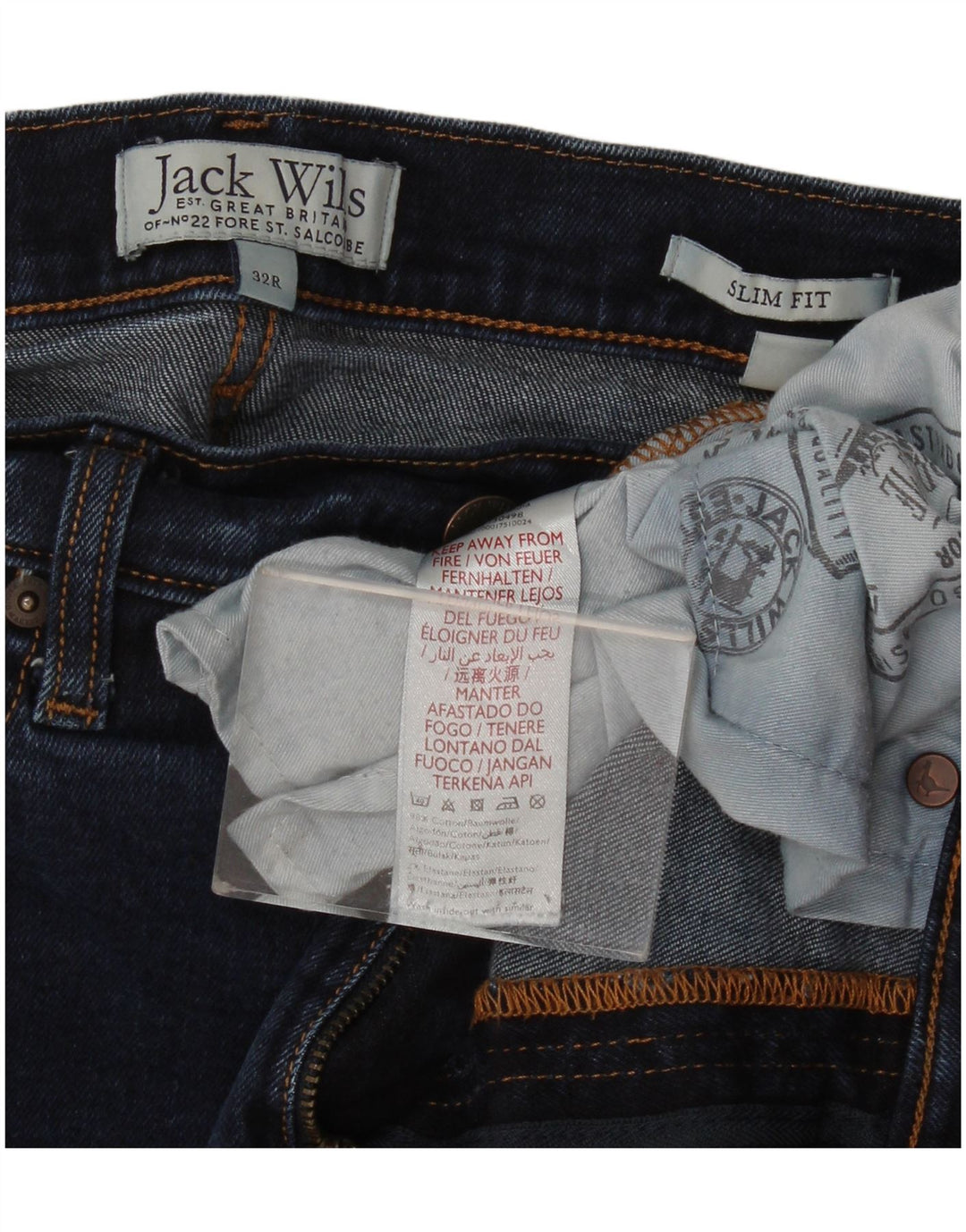 Blugi slim pentru bărbați Jack Wills W32 L28 bumbac bleumarin