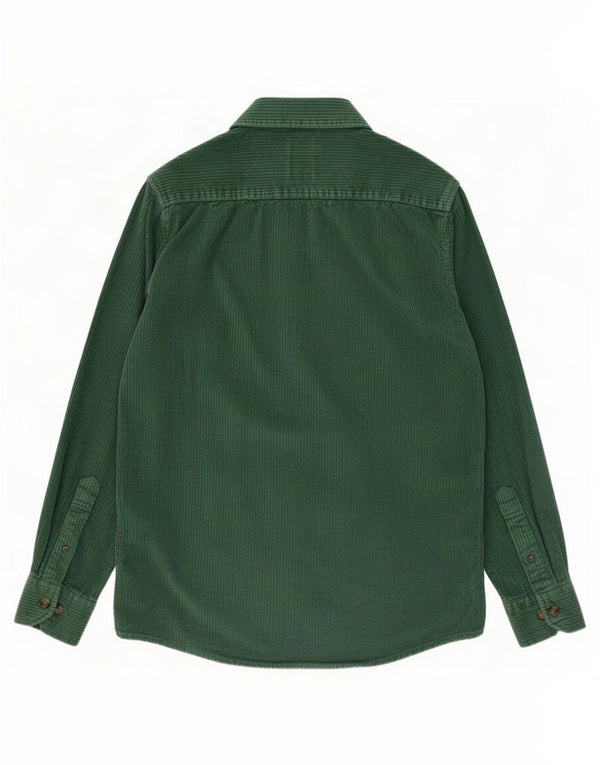 Zara Mens Relaxed Fit Corduroy Shirt Medium Green Colourblock Cotton