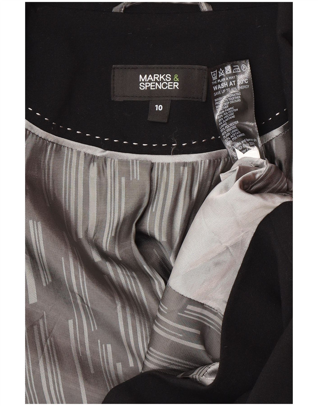 Jachetă pentru femei Marks & Spencer cu 1 nasture, UK 10, poliester negru mic