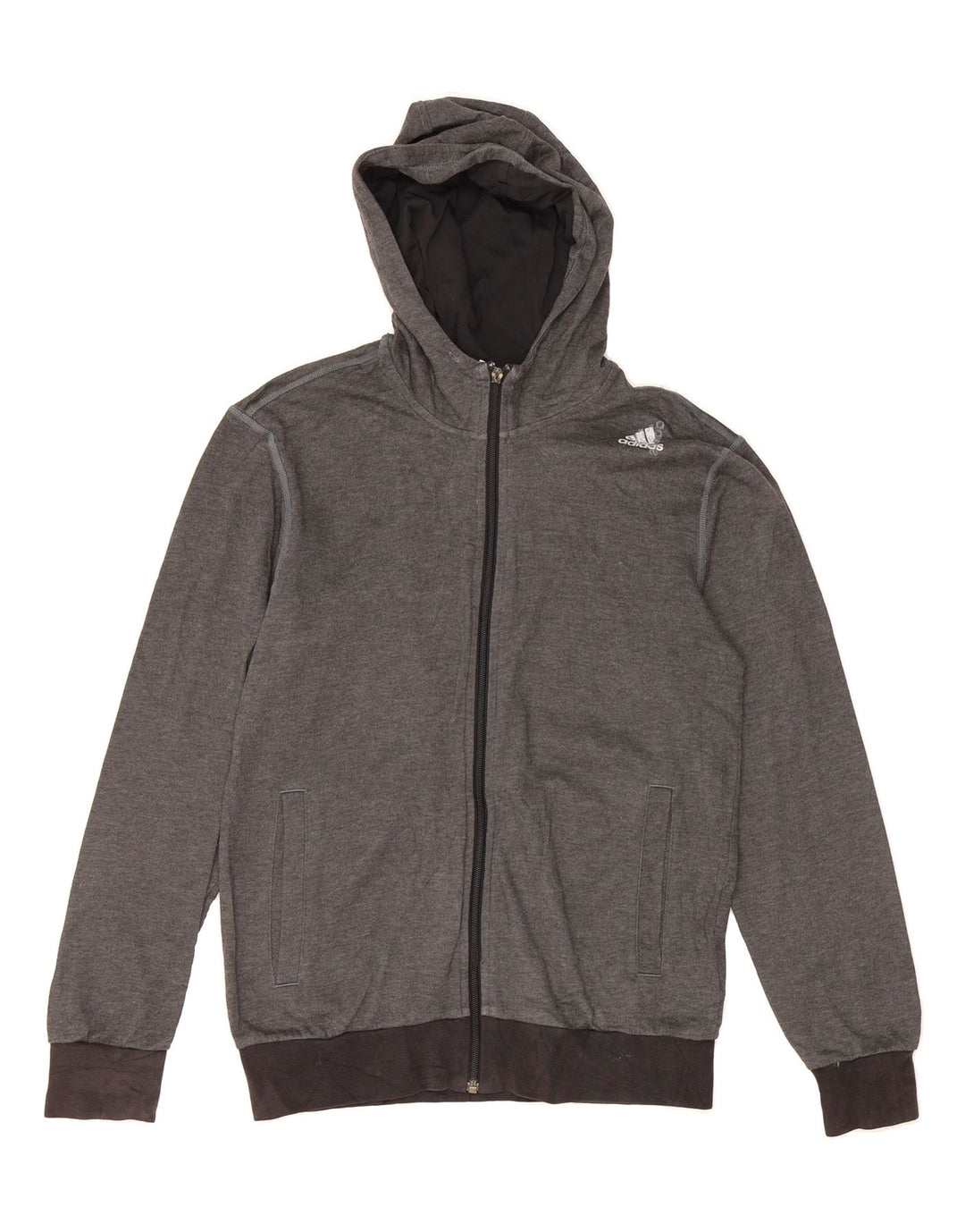 ADIDAS Mens Zip Hoodie Sweater Small Grey Colourblock Polyester Vintage Adidas and Second-Hand Adidas from Messina Hembry 