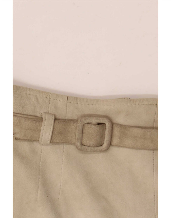 Fusta A-Line din piele intoarsa pentru femei Luna W28 Medium Beige Piele