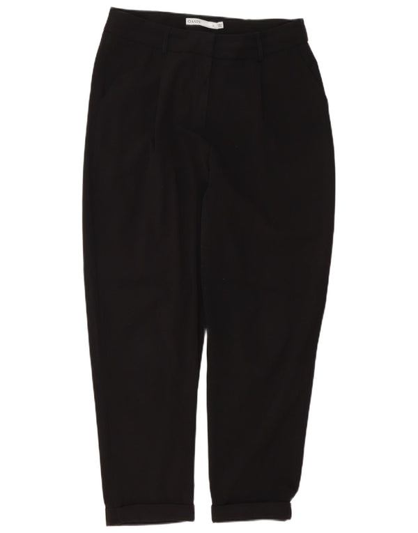 Oasis Pantaloni tăiați cu talie înaltă pentru femei UK 10 Small W30 L26 Negru