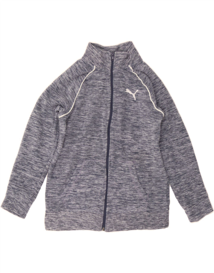 PUMA Girls Fleece Jacket 12-13 Years Large Navy Blue Flecked Polyester Vintage Puma and Second-Hand Puma from Messina Hembry 