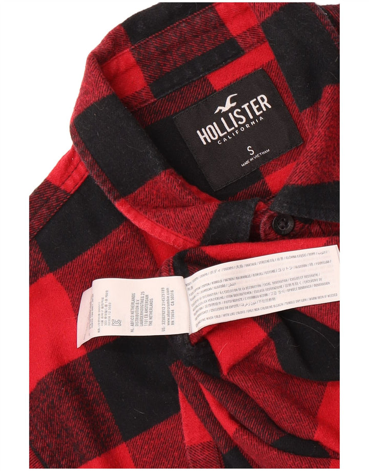 Cămașă Hollister pentru bărbați din flanel, bumbac cu carouri mici, roșii