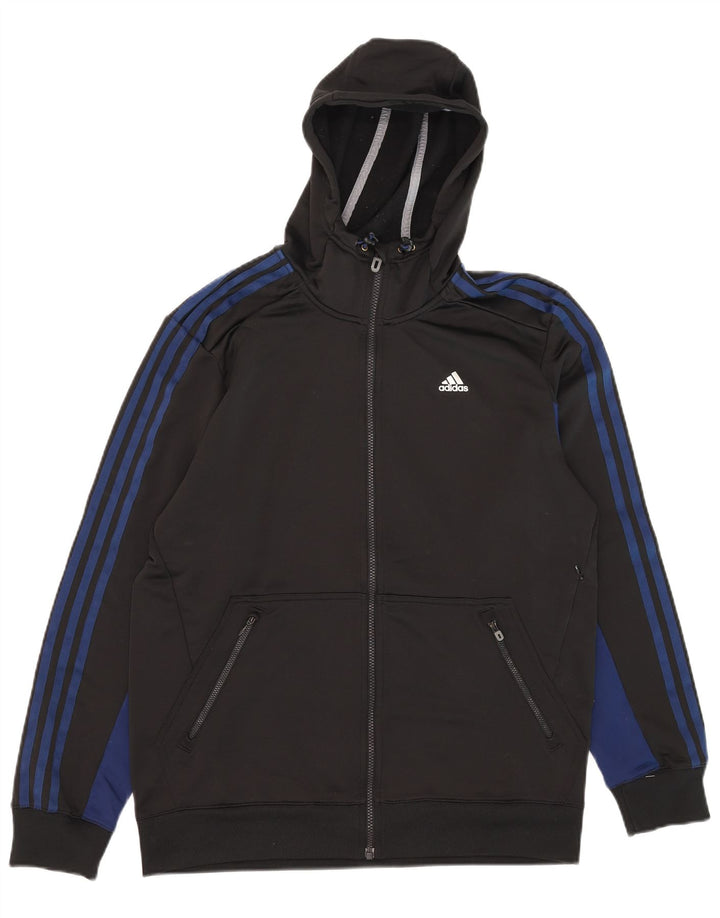 Pulover Adidas Climalite Zip pentru bărbați, mediu negru, poliester color bloc