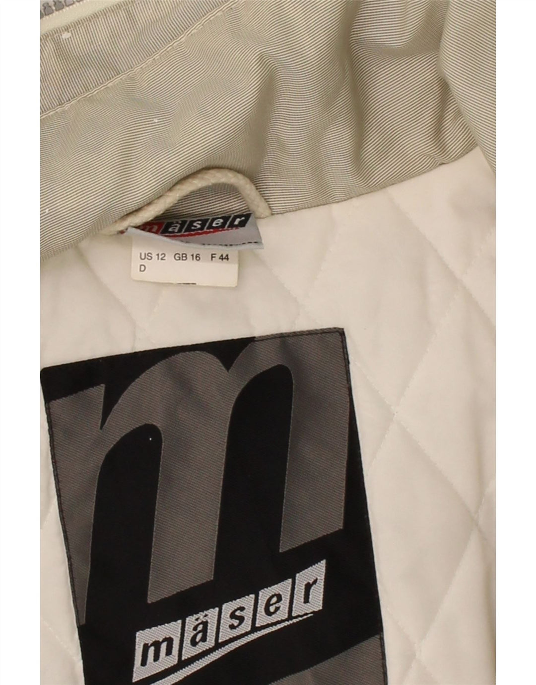 MASER M Womens Hooded Windbreaker Jacket UK 16 Large  Beige Polyamide Vintage Maser M and Second-Hand Maser M from Messina Hembry 