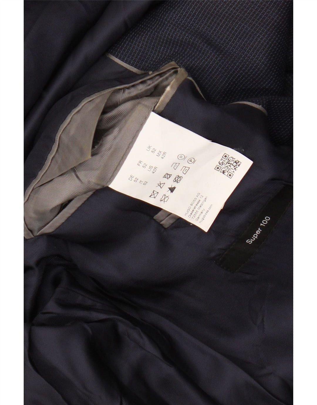 Blazer pentru bărbați HUGO BOSS cu 2 nasturi EU 52 XL Lână cu carouri bleumarin