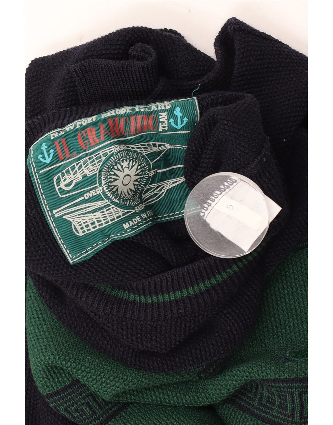 Pulover pentru bărbați Il Granchio cu decolteu rotund, verde mediu