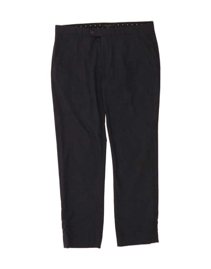 TED BAKER Mens Slim Suit Trousers W32 L28 Navy Blue Polyester Vintage Ted Baker and Second-Hand Ted Baker from Messina Hembry 