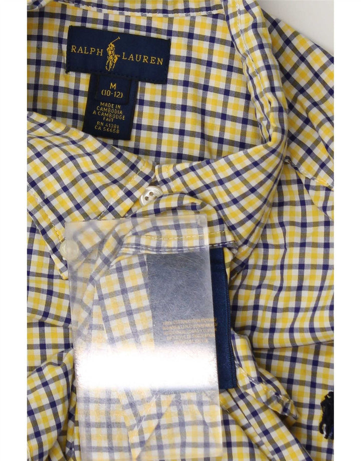 Cămașă Ralph Lauren pentru băieți 10-11 ani, bumbac cu carouri galben mediu